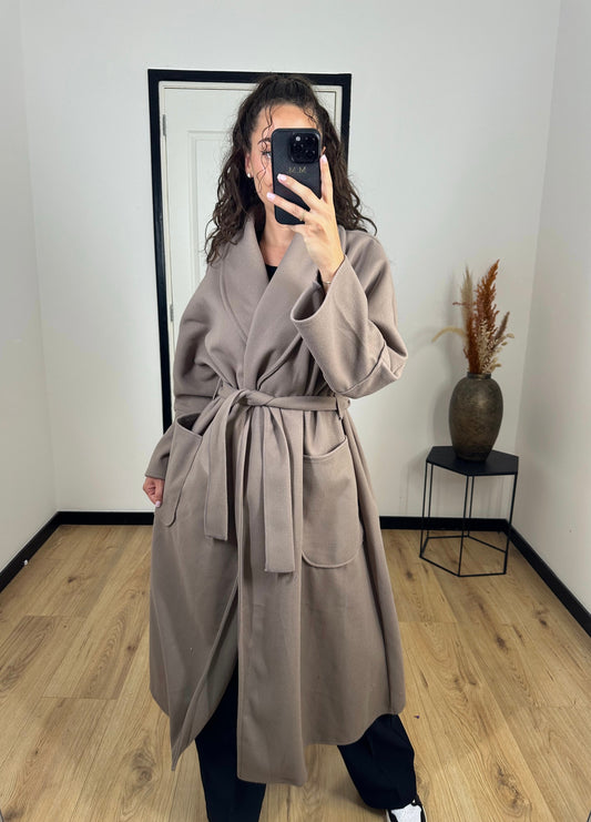 Basic trenchcoat long Taupe