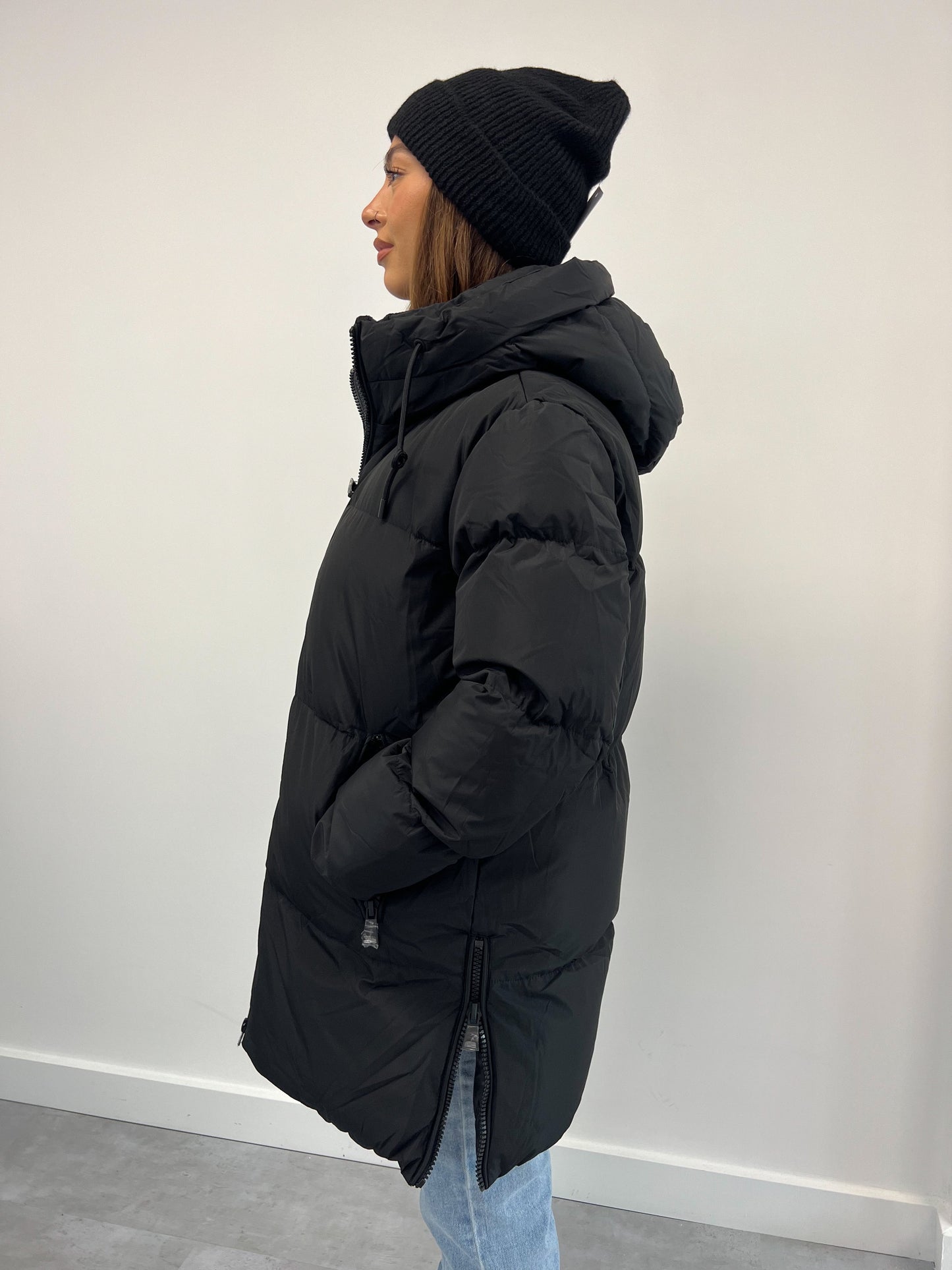 MIDI PUFFER COAT BLACK