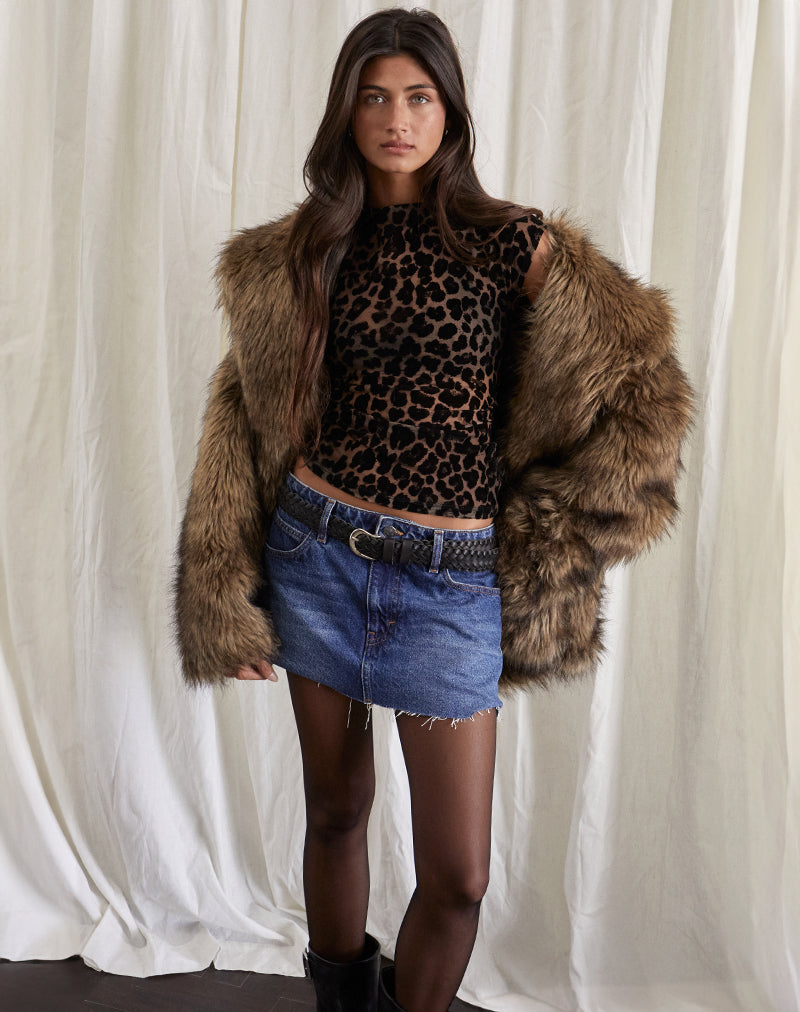 Nova Top in Flock Mesh Rar Leopard