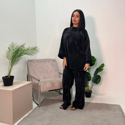 Lia Black Ribbed Velvet Soft Premium Co ord