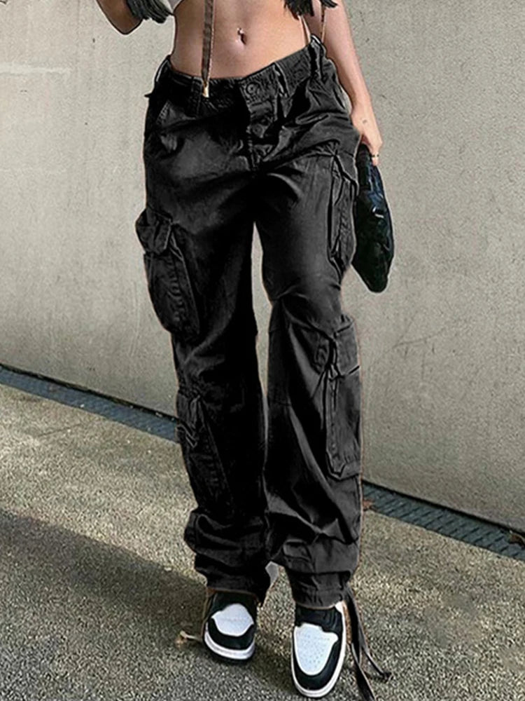 Vintage Y2k Cargo Vrouwen Broek 90S Streetwear Esthetiek Vakantie Casual Mode Vrouwelijke Kleding Hoge Taille Broek Overalls