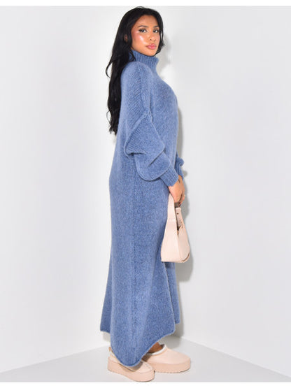 Oversized wool high neck sweater dress