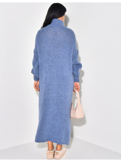 Oversized wool high neck sweater dress